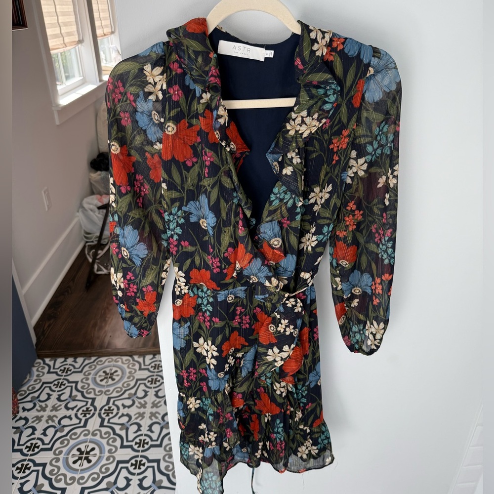 Astr Multicolor Floral Wrap Dress